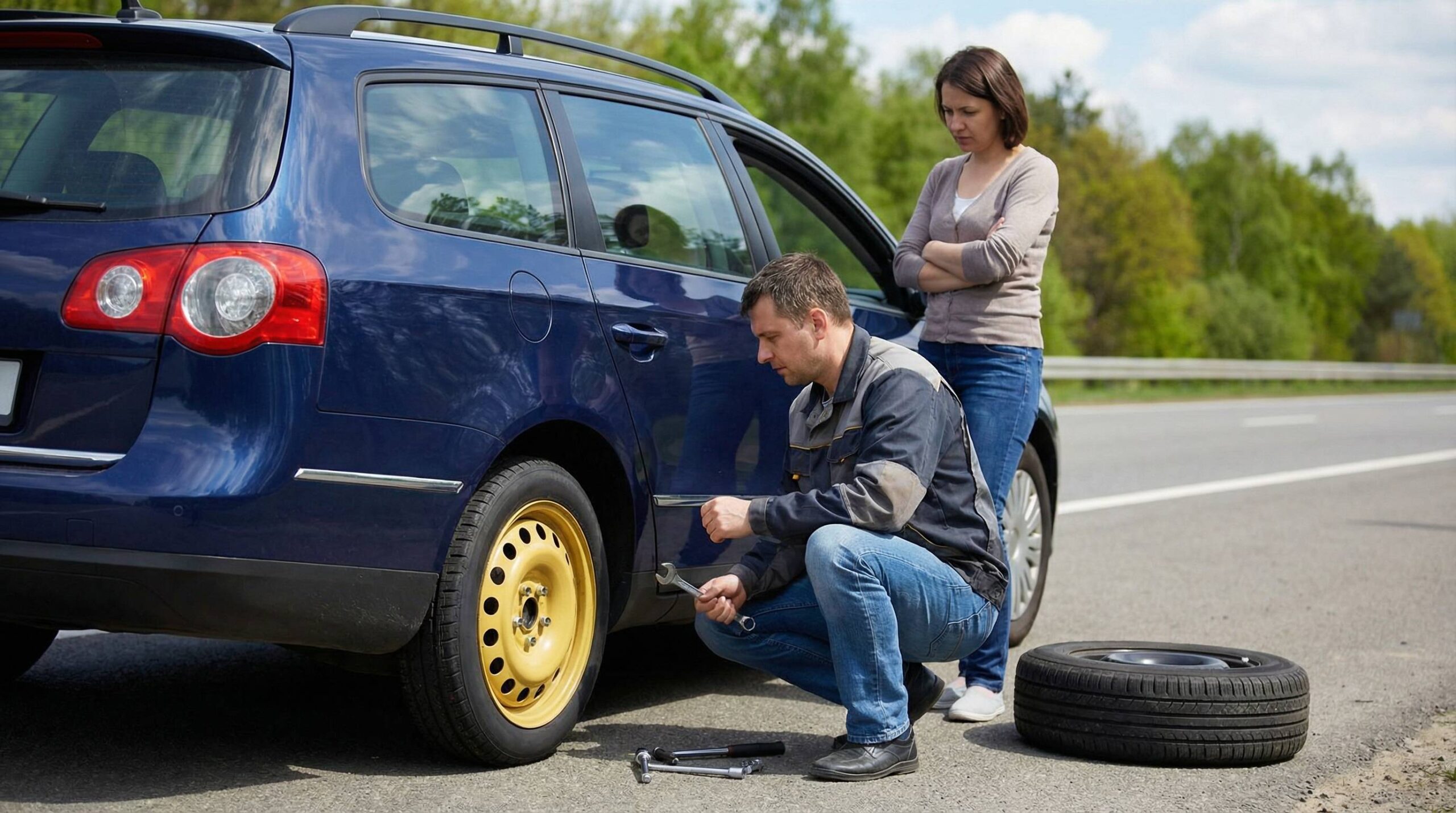 sie mussten nach einer reifenpanne das notrad montieren. was ist bei der weiterfahrt verboten